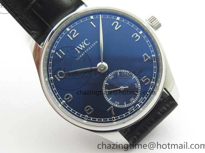MIROTIME 0112 TimelessDesign Portuguese IW358304 ZF 1:1 Best Edition SS Blue Dial on Leather Strap A 7078